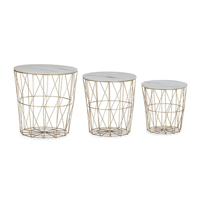 Bout de Canapé Gigogne Filaire Doré - Lot de 3