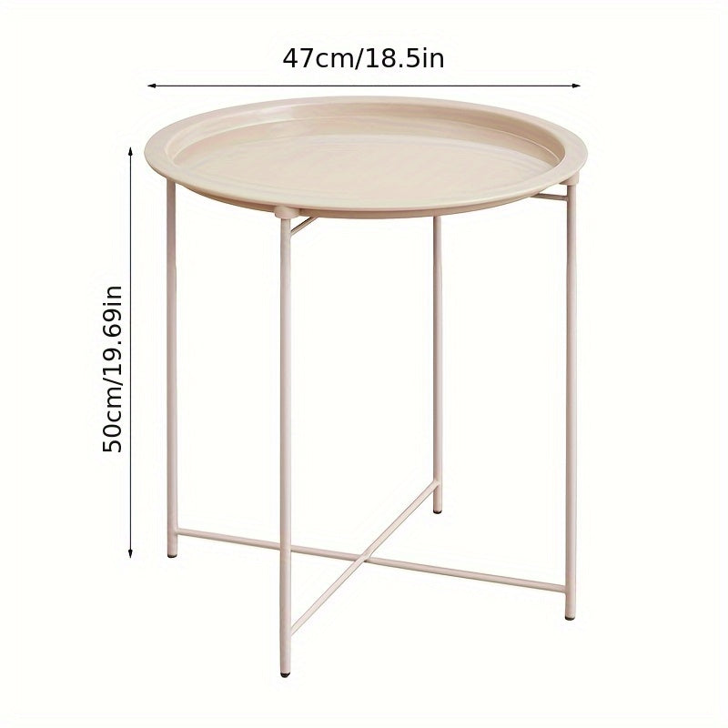 Bout de Canapé Rond Métal Plateau Amovible