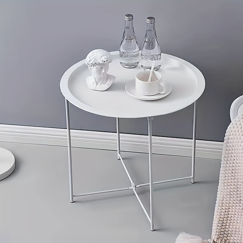 Bout de Canapé Rond Métal Plateau Amovible