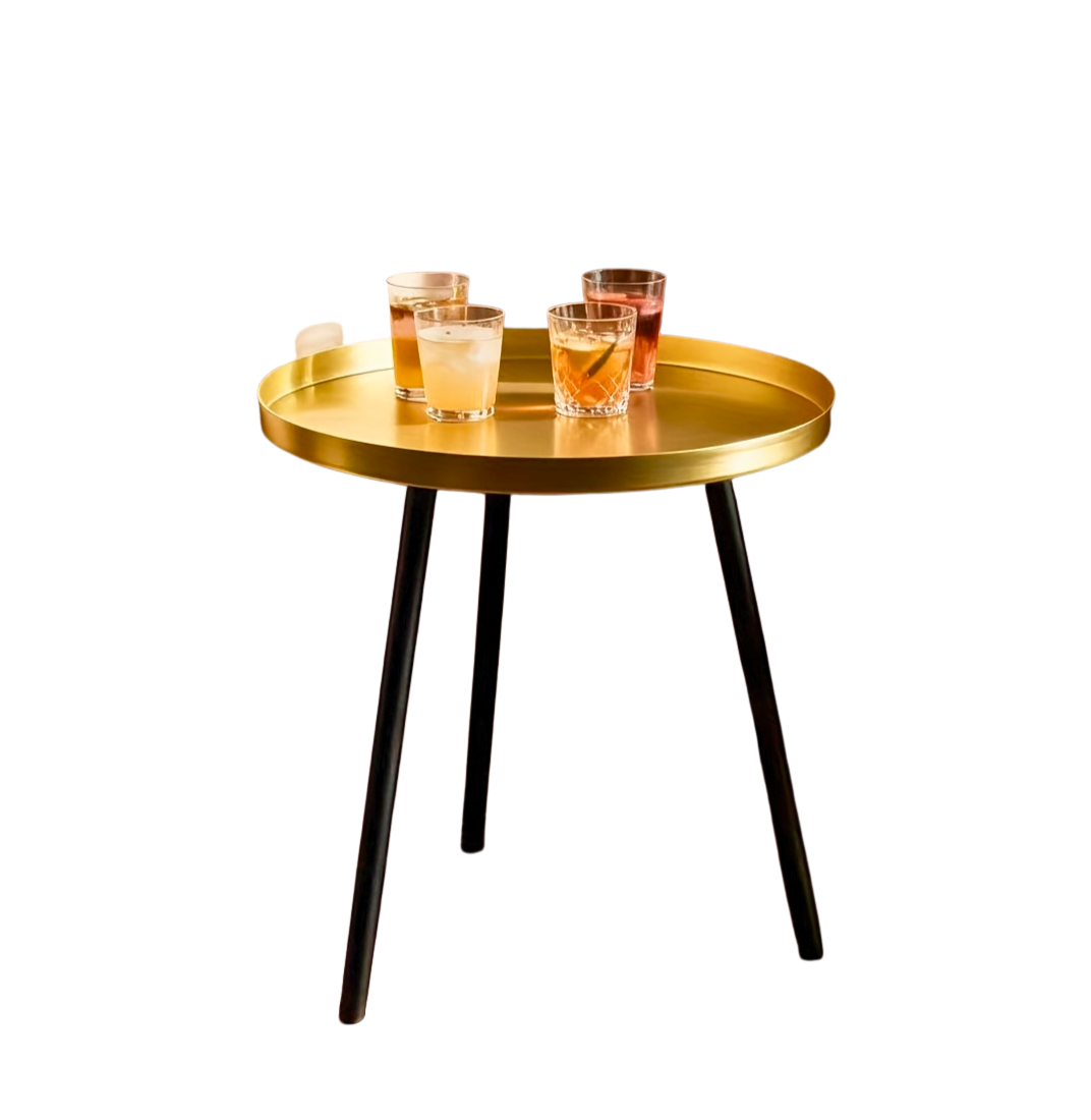 Bout de canapé rond doré et noir