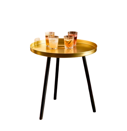 Bout de canapé rond doré et noir