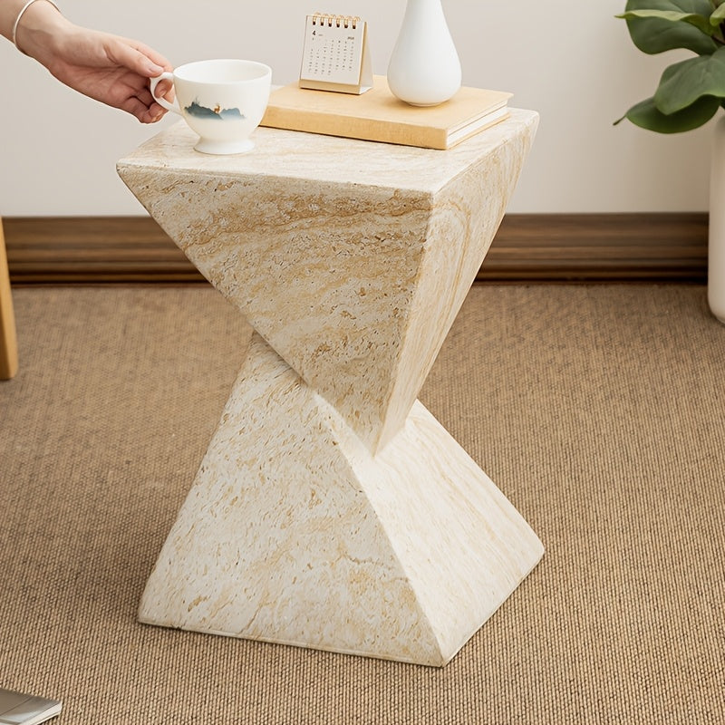 Bout de Canapé Géométrique Effet Travertin