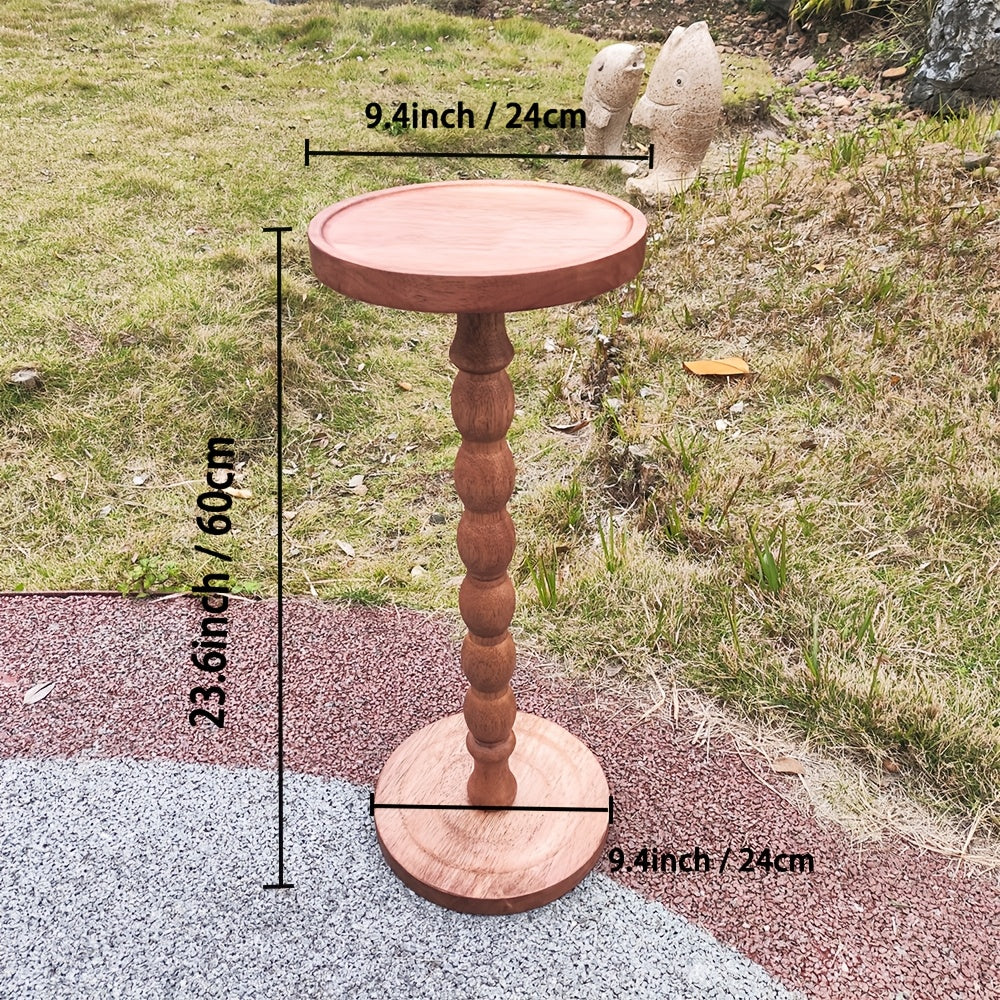 Guéridon Bois Massif Pied Tourné Vintage