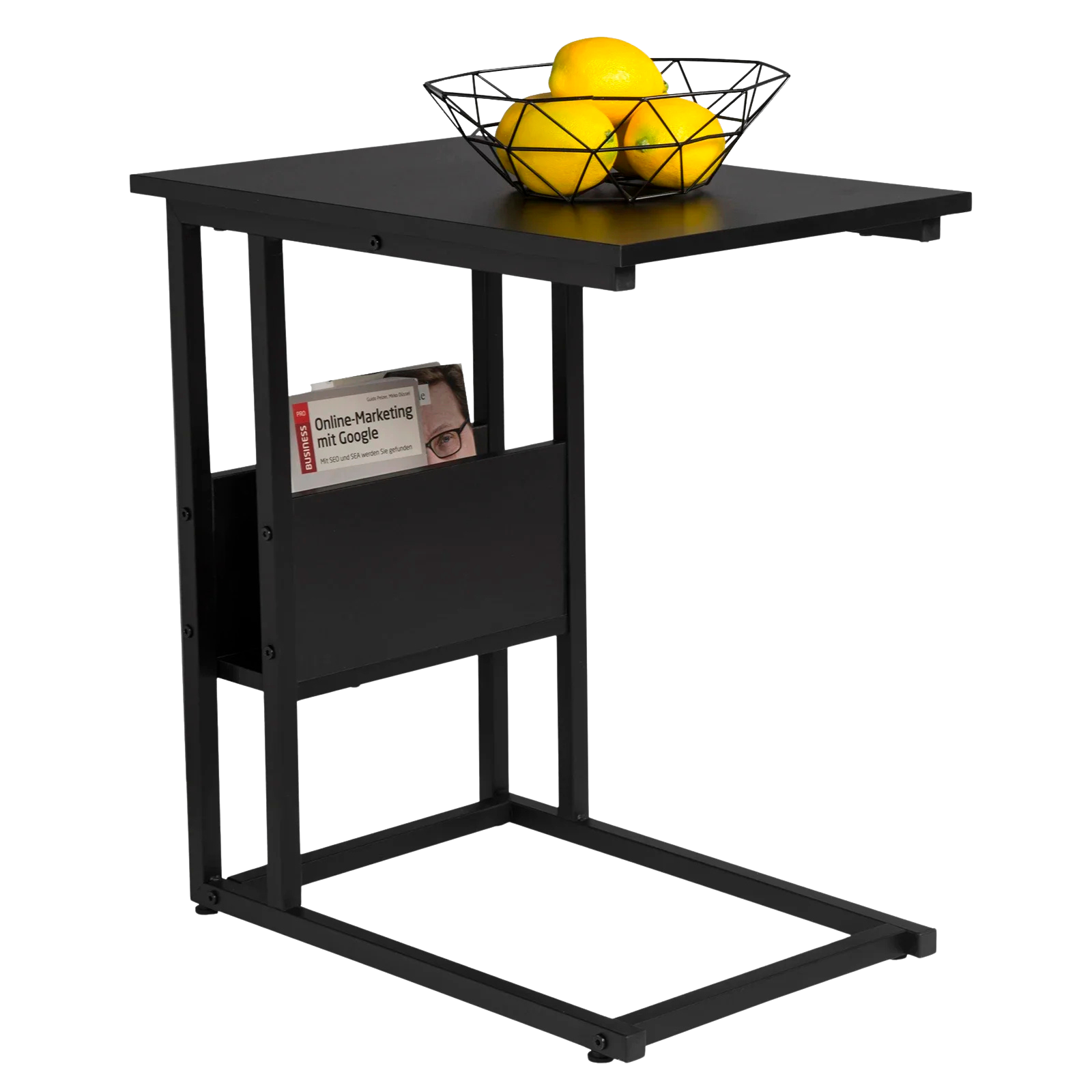 Bout de Canapé avec Porte-Revues en Bois et Métal