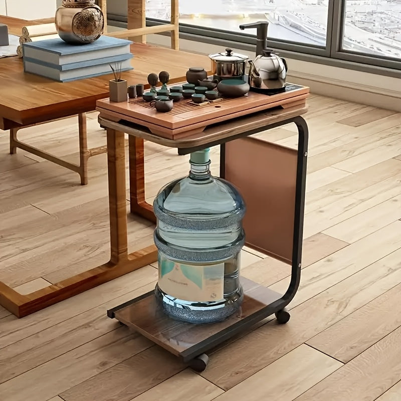 Bout de Canapé Bois 2 Niveaux à Roulettes