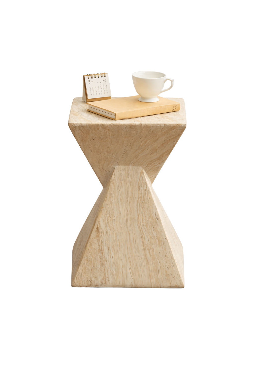 Bout de Canapé Géométrique Effet Travertin