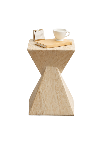 Bout de Canapé Géométrique Effet Travertin