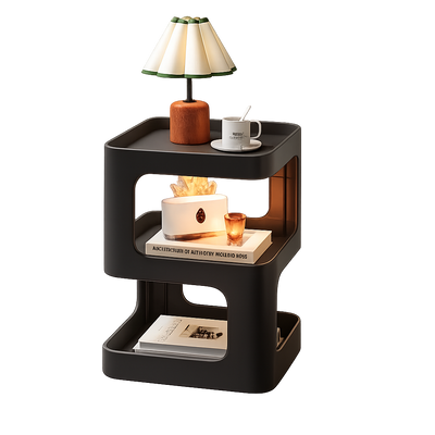 Bout de Canapé Moderne Carré avec Rangement 3 Niveaux