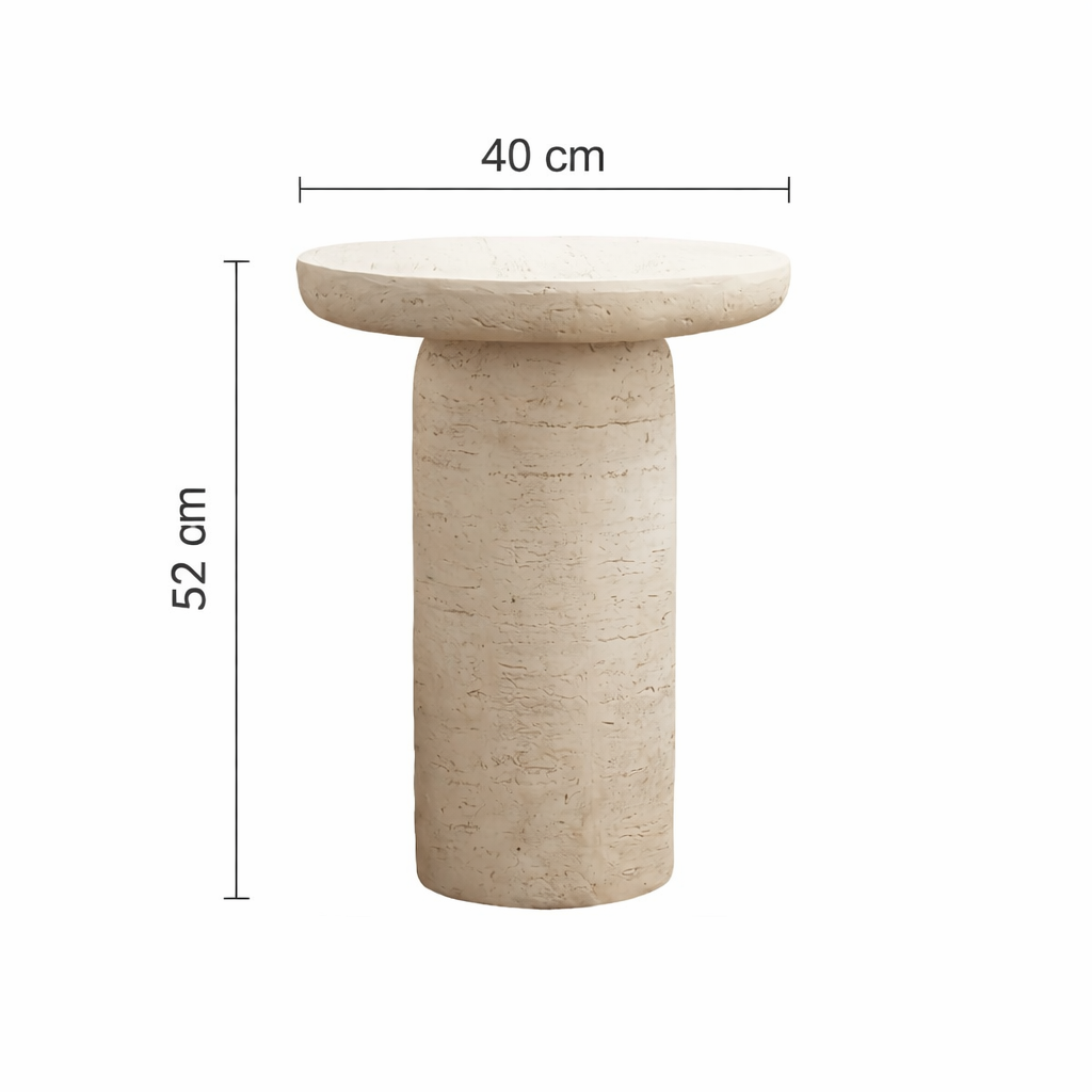 Bout de Canapé Rond Effet Travertin