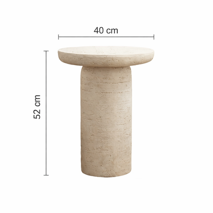 Bout de Canapé Rond Effet Travertin