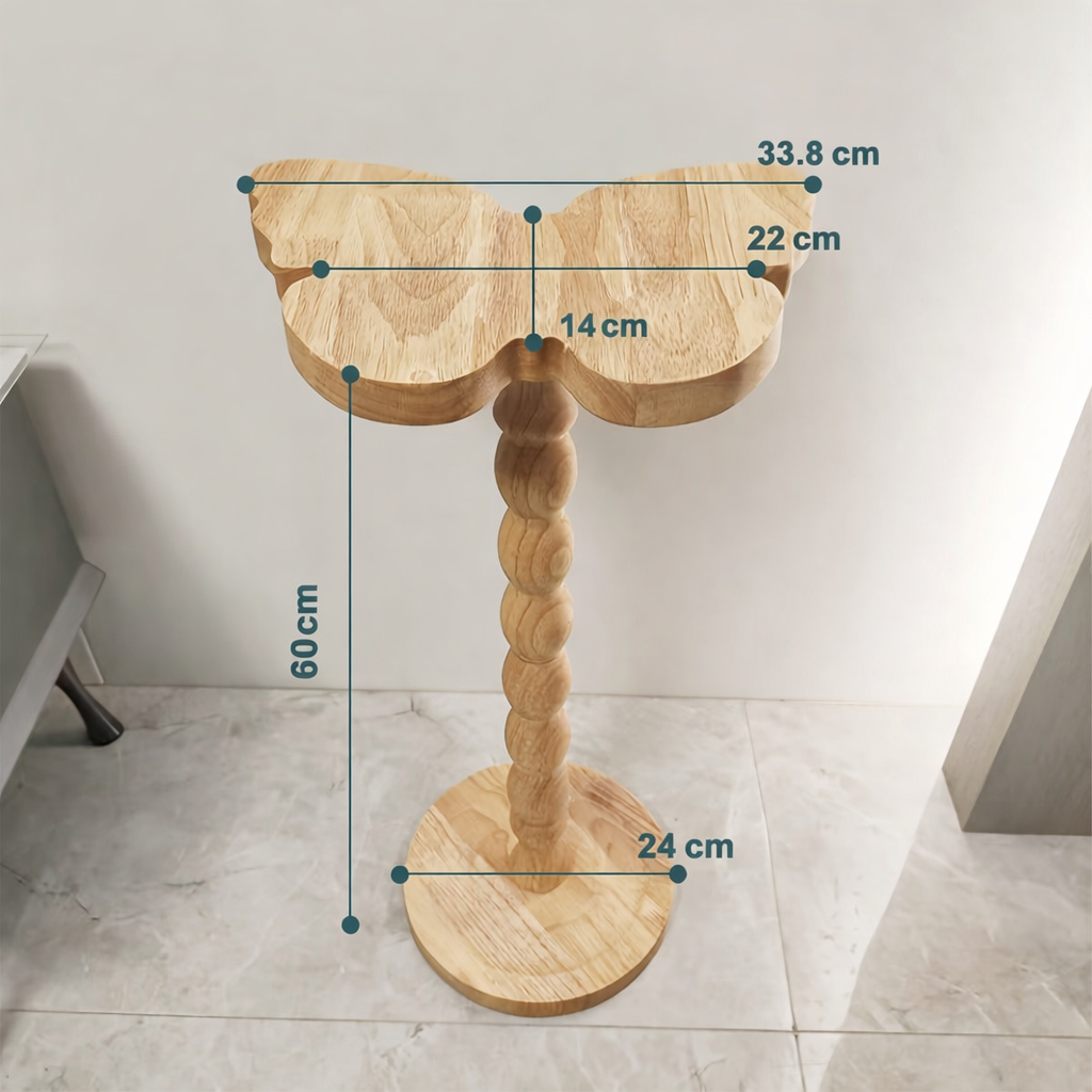Guéridon Bois Plateau Papillon Pied Torsadé