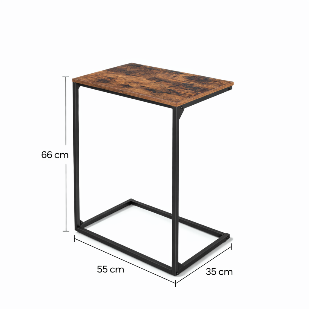 Bout de Canapé Industriel Bois et Métal Noir