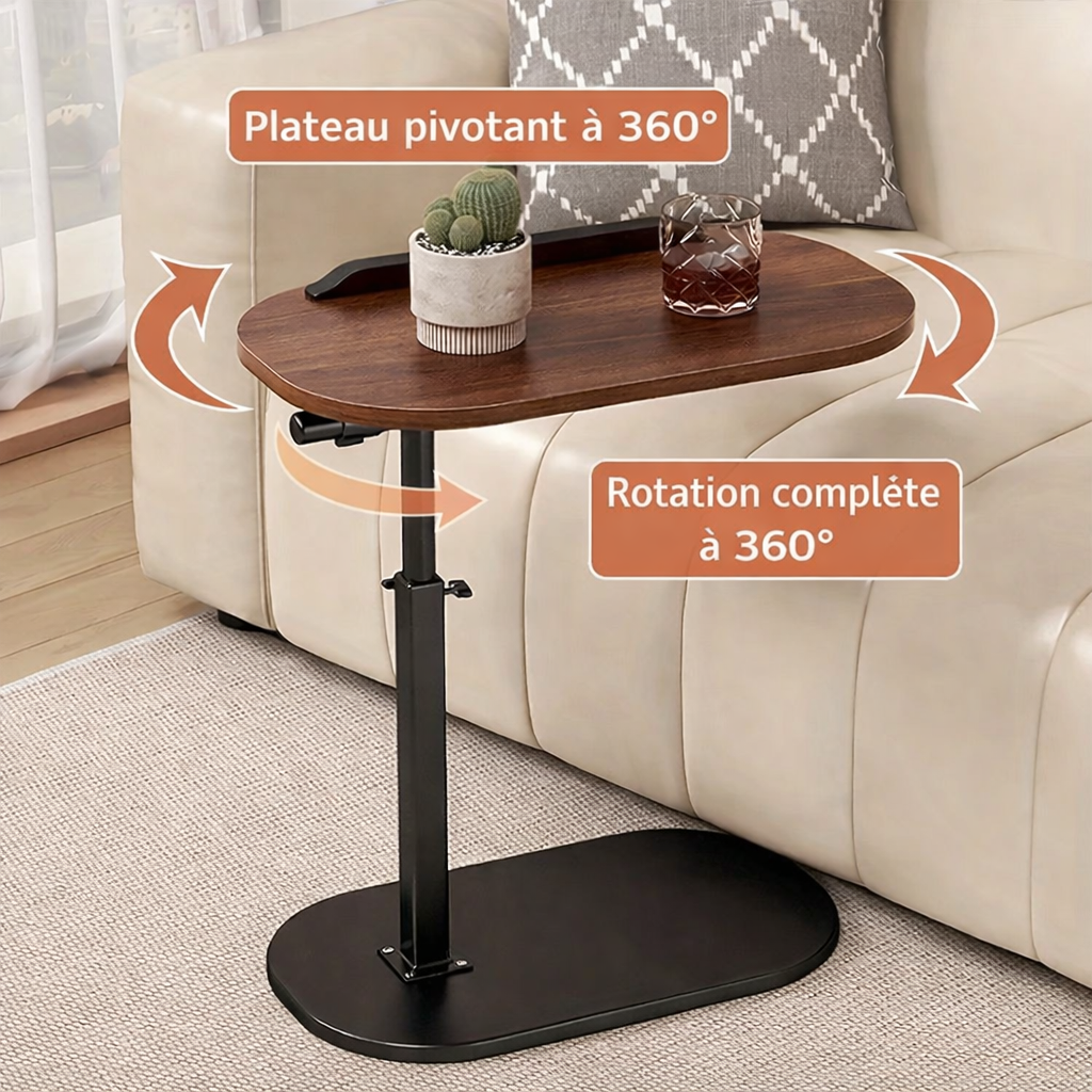 Bout de Canapé Réglable avec Plateau Inclinable