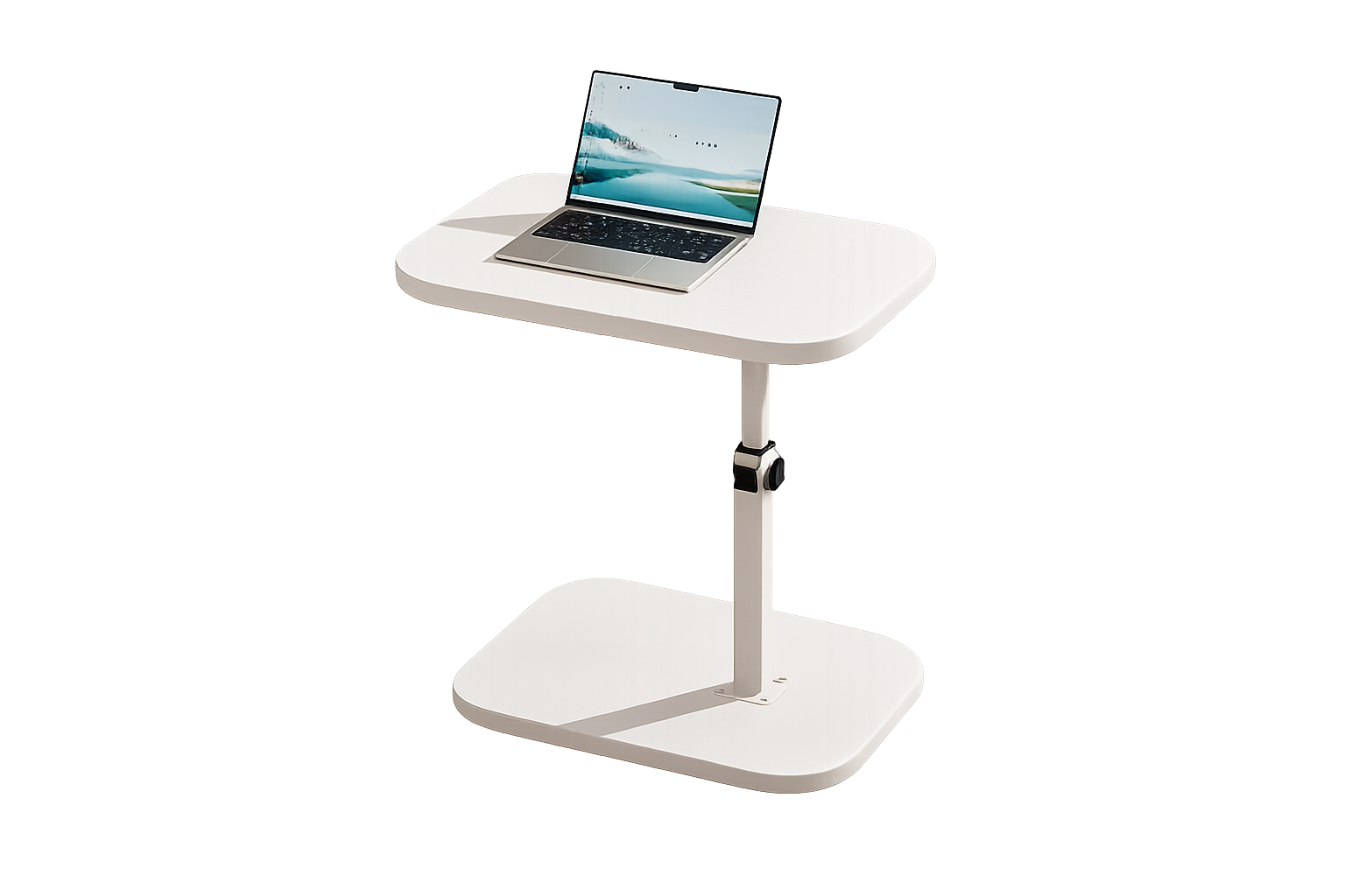 Bout de Canapé Réglable en Hauteur avec Plateau Rotatif