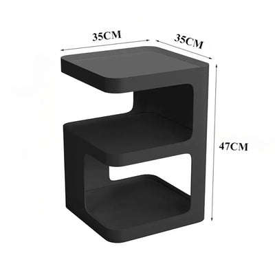 Bout de Canapé Moderne Carré avec Rangement 3 Niveaux