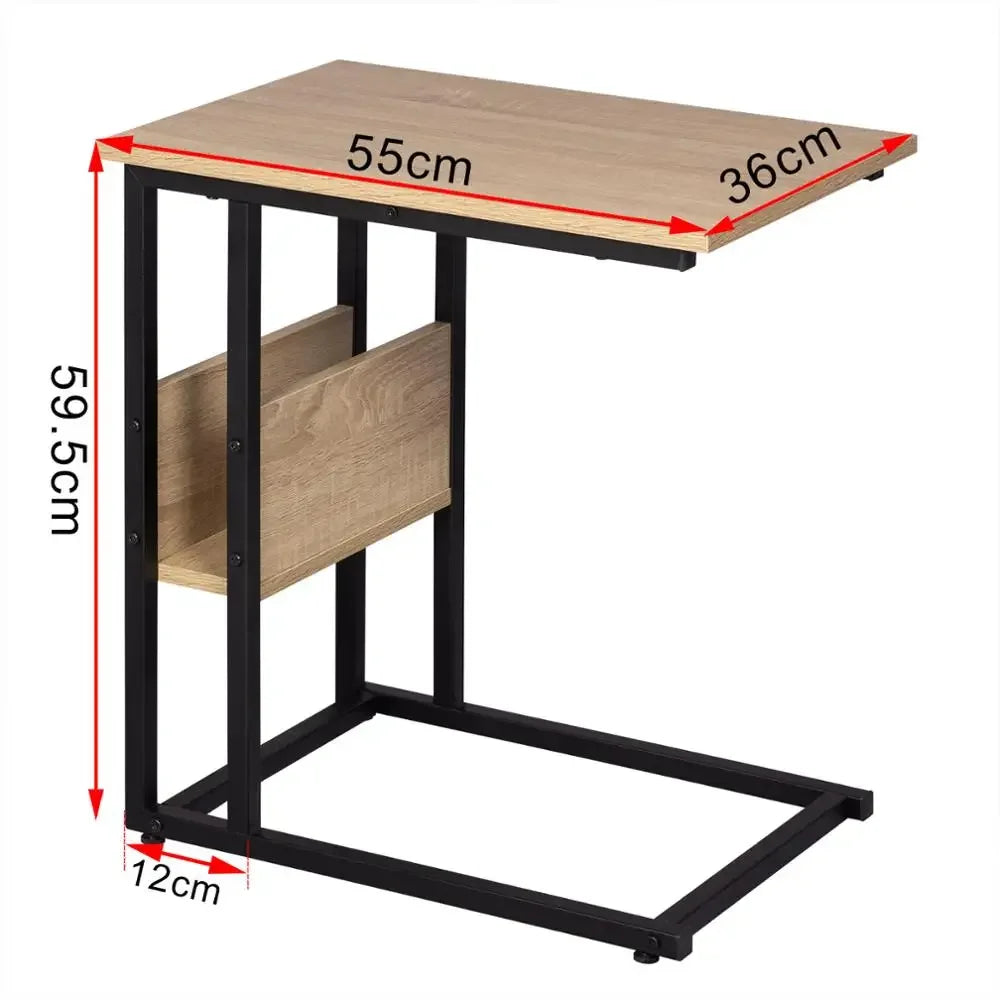 Bout de Canapé avec Porte-Revues en Bois et Métal