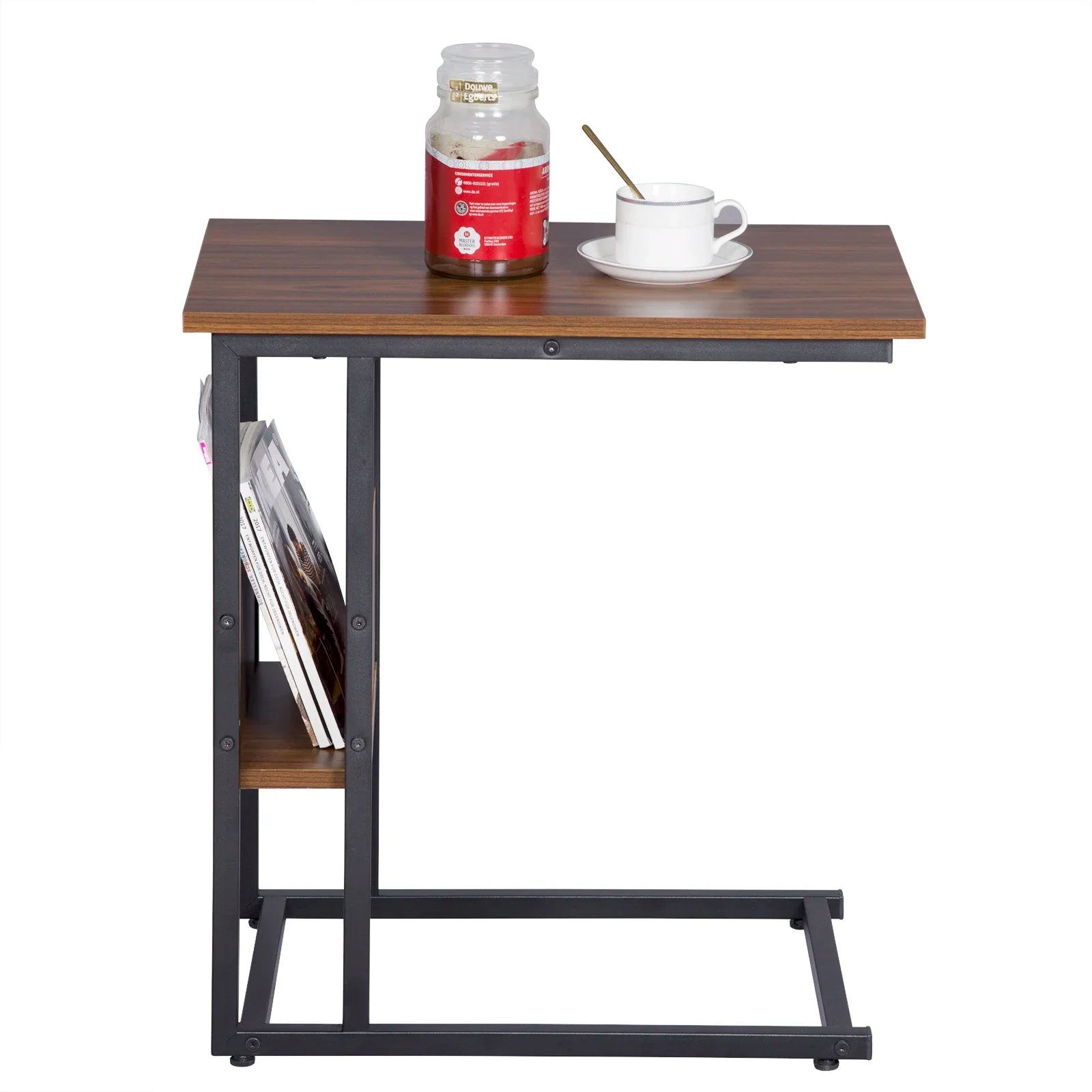 Bout de Canapé avec Porte-Revues en Bois et Métal