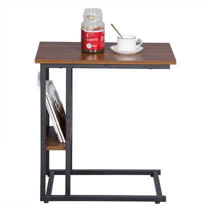 Bout de Canapé avec Porte-Revues en Bois et Métal