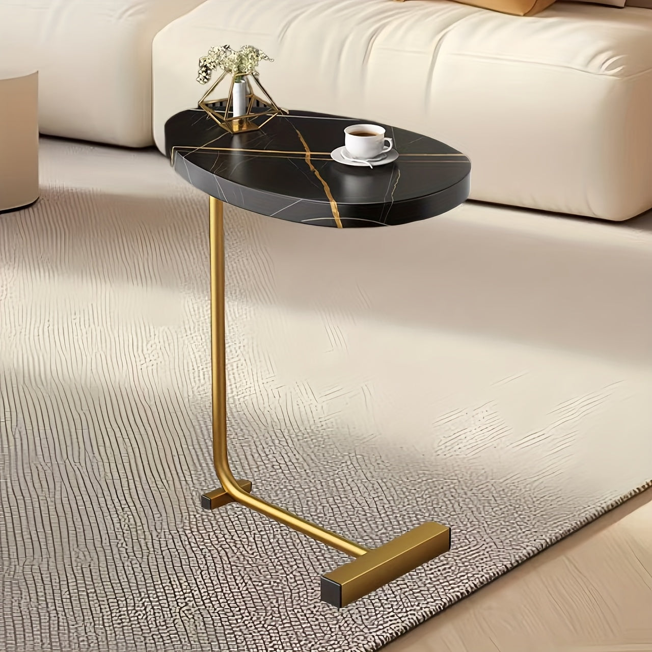 Bout de canapé design en bois et métal