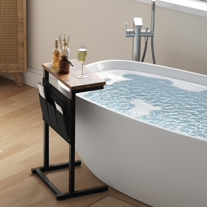 Bout de Canapé Bois et Métal avec Poches Rangement