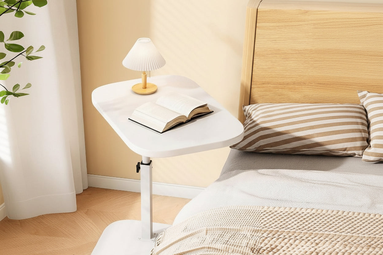 Bout de Canapé Réglable en Hauteur avec Plateau Rotatif