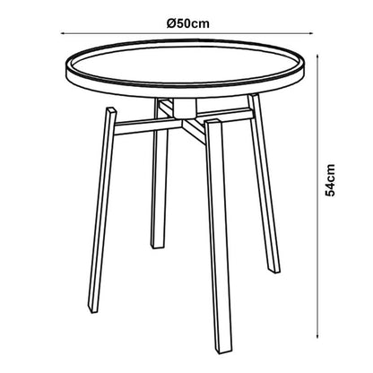 Bout de canapé rond en bois noyer et métal noir