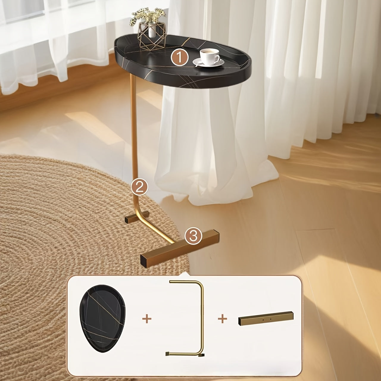 Bout de canapé design en bois et métal