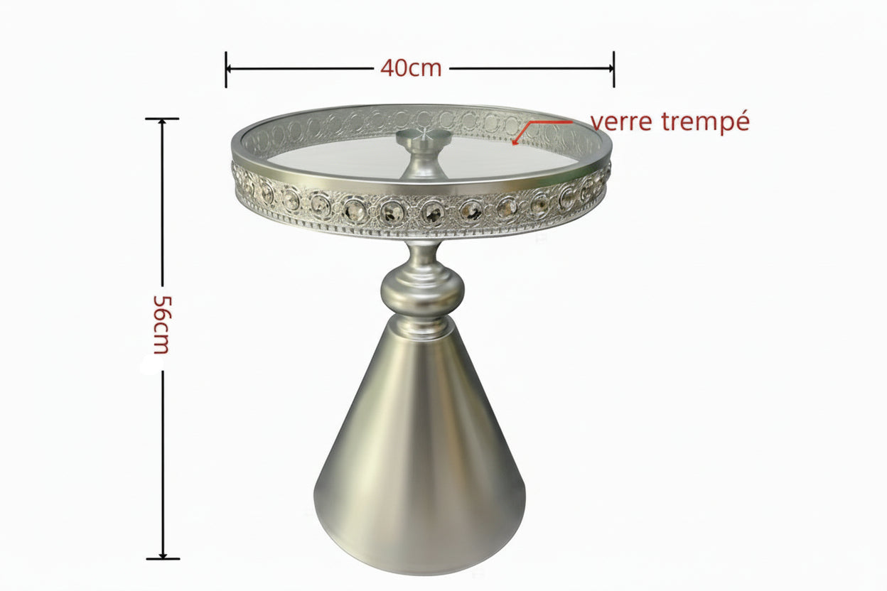 Bout de Canapé en Verre Trempé avec Bordure Strass