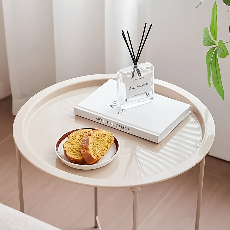 Bout de Canapé Rond Métal Plateau Amovible