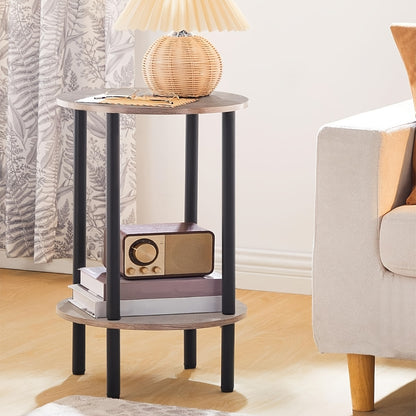 Bout de Canapé Rond Bois Industriel