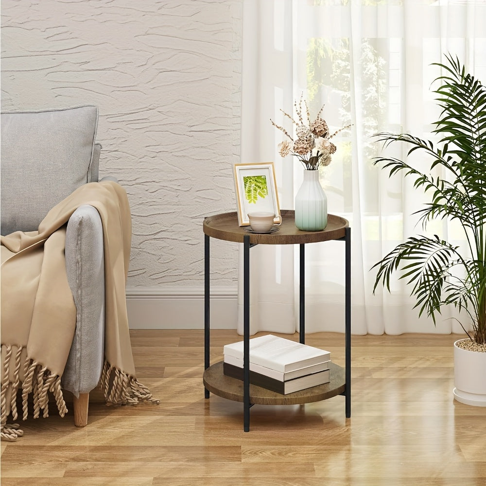 Bout de Canapé Rond Bois 2 Niveaux