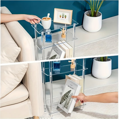 Bout de Canapé Transparent en Acrylique avec Étagères