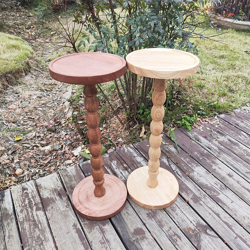 Guéridon Bois Massif Pied Tourné Vintage