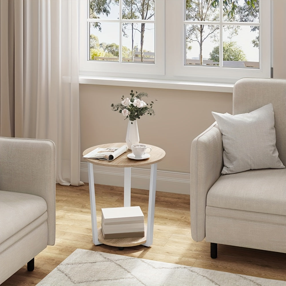 Bout de canapé bois et métal avec rangement