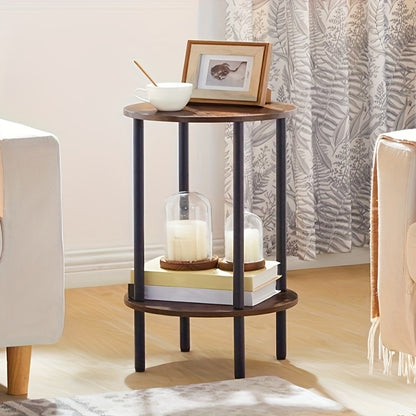 Bout de Canapé Rond Bois Industriel