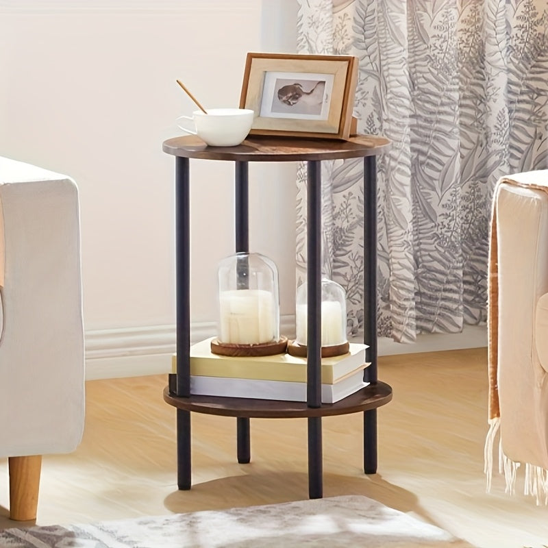 Bout de Canapé Rond Bois Industriel