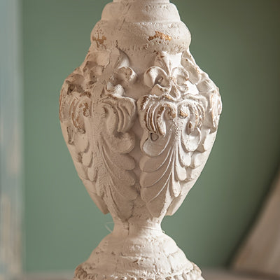 Guéridon Ancien Sculpté Patiné Blanc