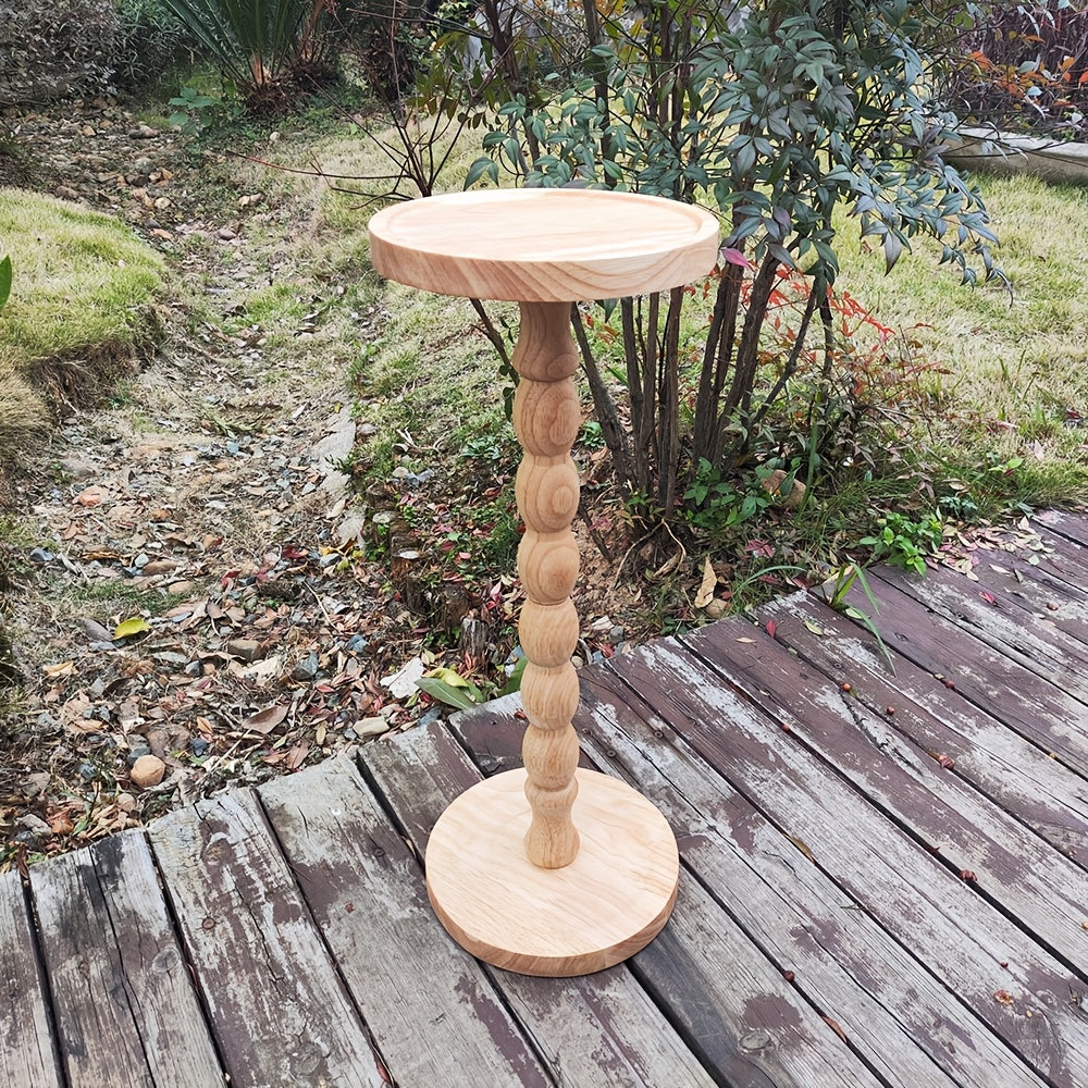 Guéridon Bois Massif Pied Tourné Vintage