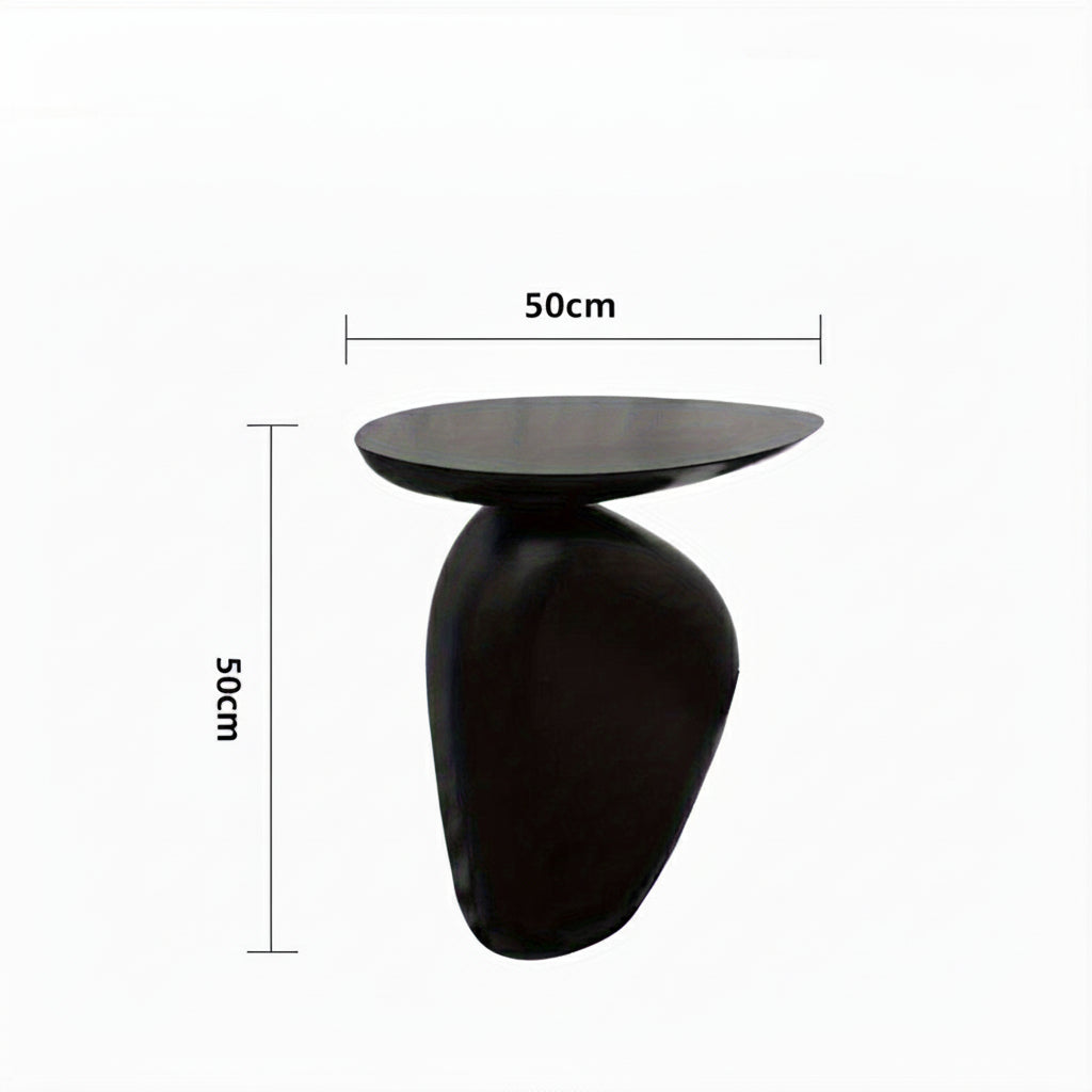 Bout de Canapé Design Noir avec Base Sculpturale Galet