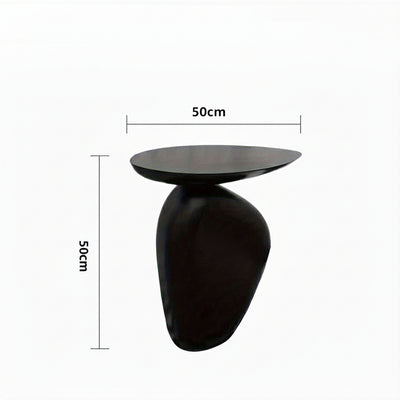 Bout de Canapé Design Noir avec Base Sculpturale Galet