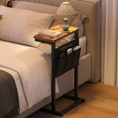 Bout de Canapé Bois et Métal avec Poches Rangement