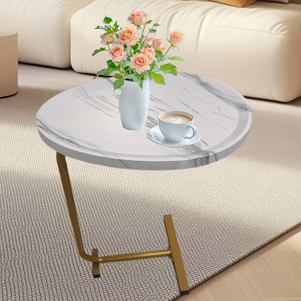 Bout de canapé design en bois et métal