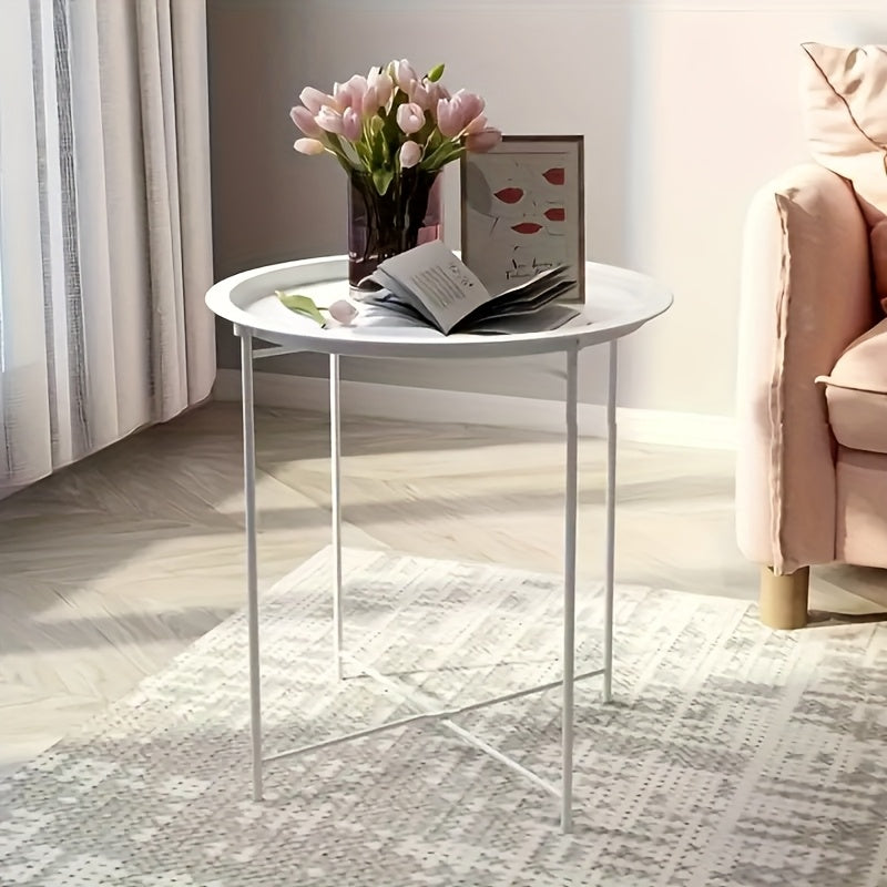 Bout de Canapé Rond Métal Plateau Amovible