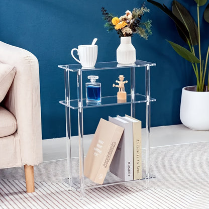 Bout de Canapé Transparent en Acrylique avec Étagères