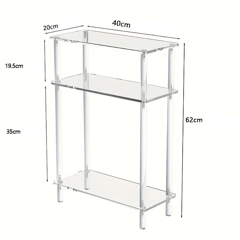 Bout de Canapé Transparent en Acrylique avec Étagères