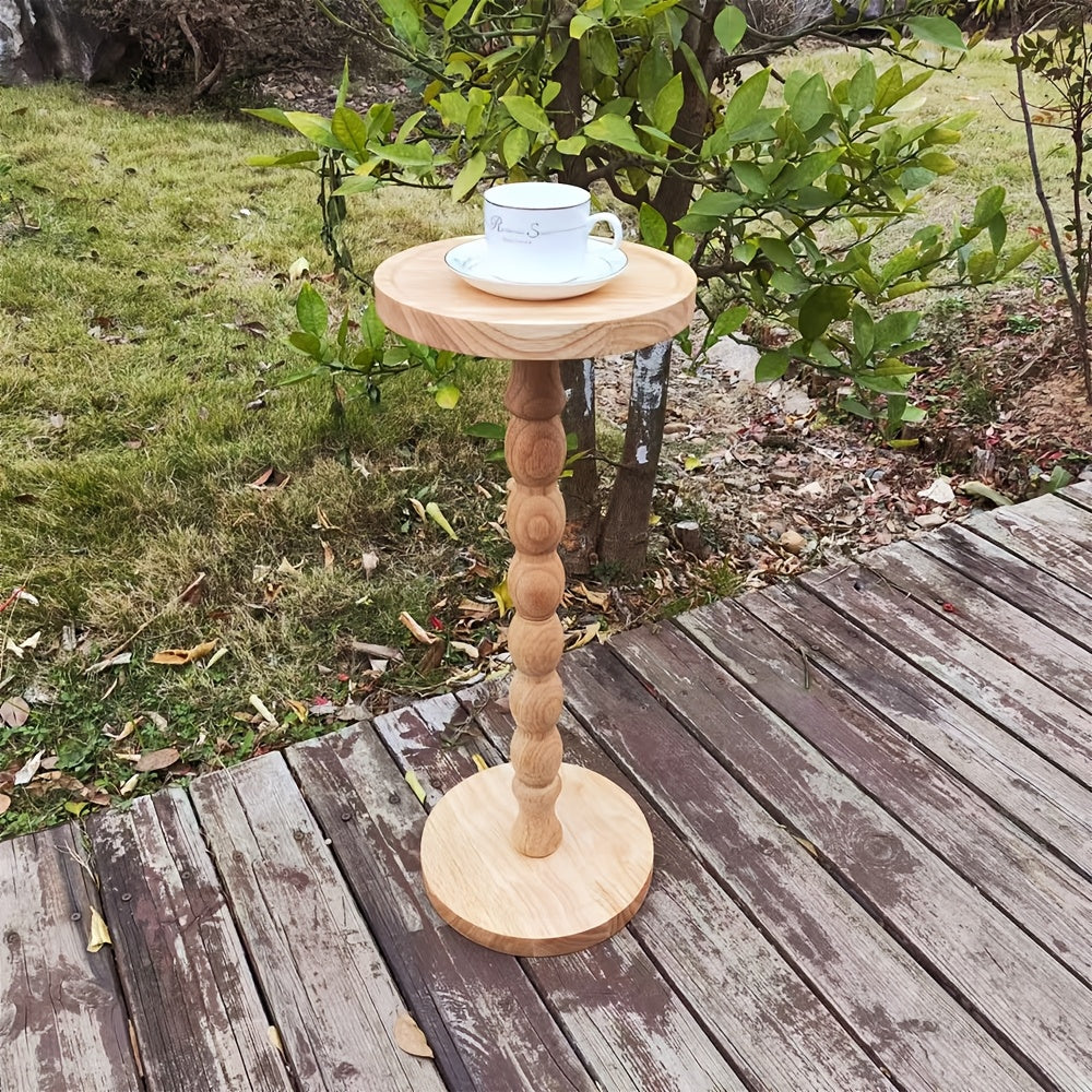 Guéridon Bois Massif Pied Tourné Vintage