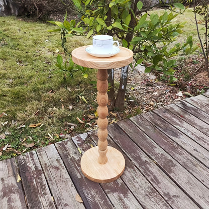 Guéridon Bois Massif Pied Tourné Vintage