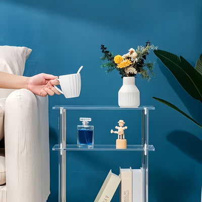 Bout de Canapé Transparent en Acrylique avec Étagères