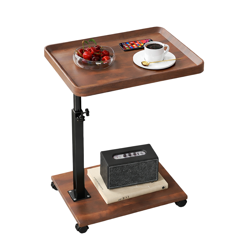 Bout de Canapé à Roulettes Réglable avec Rangement