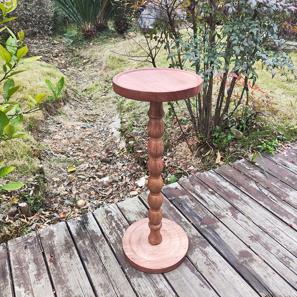 Guéridon Bois Massif Pied Tourné Vintage